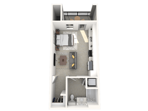 Floor plan for studio, 1 bath, 446 sqft