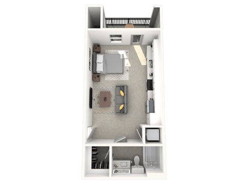 Floor plan for studio, 1 bath, 462 sqft