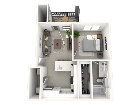 Floor plan for studio, 1 bath, 573 sqft