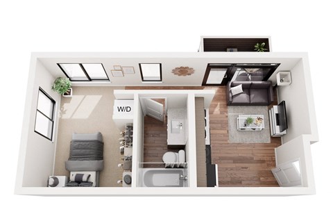 Floor plan for 1 bed, 1 bath, 478 sqft