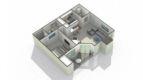 Floor plan for 1 bed, 1 bath, 750 sqft