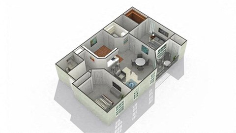 Floor plan for 2 beds, 2 baths, 1100 sqft