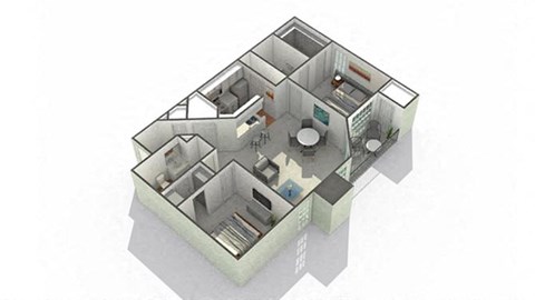 Floor plan for 2 beds, 2 baths, 1100 sqft