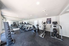 San Antonio apartment for rent - A spacious gym with a variety of equipment including treadmills, stationary bikes, and weight machines.