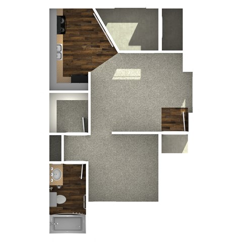Floor plan for 1 bed, 1 bath, 486 sqft