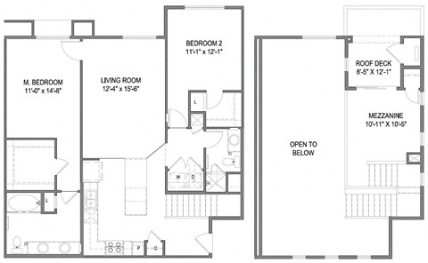 Floor plan for 2 beds, 2 baths, 1317 sqft