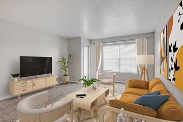 Kansas City apartment for rent - a living room with a couch and a tv