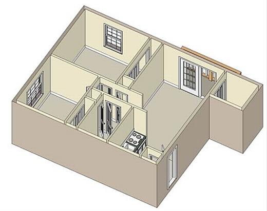 Floor plan for 2 beds, 1 bath, 1200 sqft