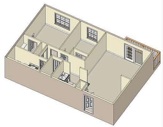 Floor plan for 2 beds, 1 bath, 1020 sqft