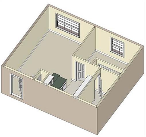 Floor plan for 1 bed, 1 bath, 685 sqft