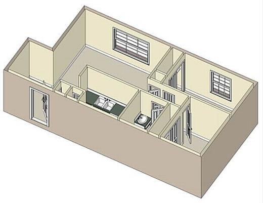 Floor plan for 2 beds, 1 bath, 990 sqft