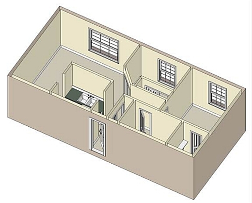 Floor plan for 2 beds, 1 bath, 995 sqft