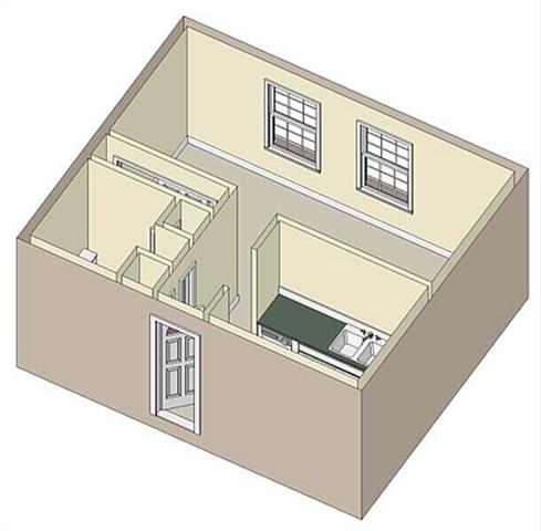 Floor plan for studio, 1 bath, 520 sqft