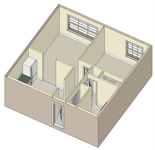 Floor plan for 1 bed, 1 bath, 621 sqft