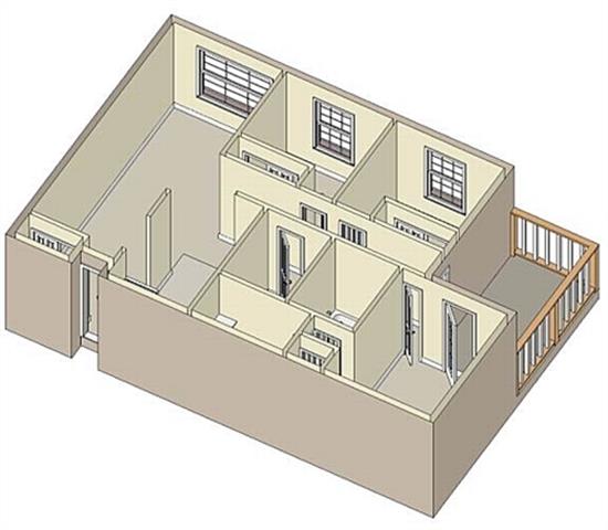 Floor plan for 3 beds, 2 baths, 1100 sqft