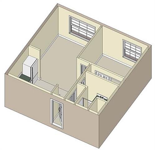 Floor plan for 1 bed, 1 bath, 621 sqft