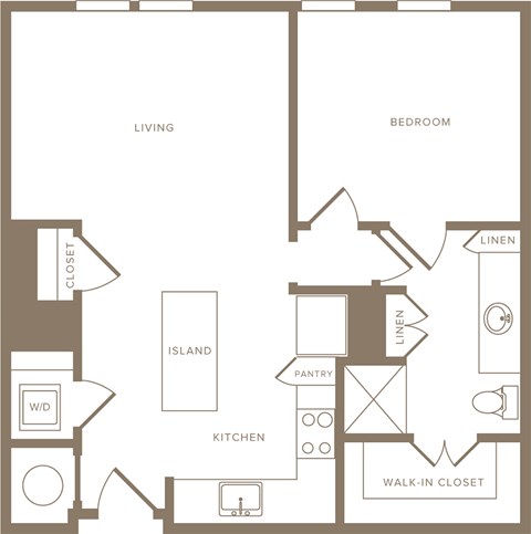 Floor plan for 1 bed, 1 bath, 704 sqft
