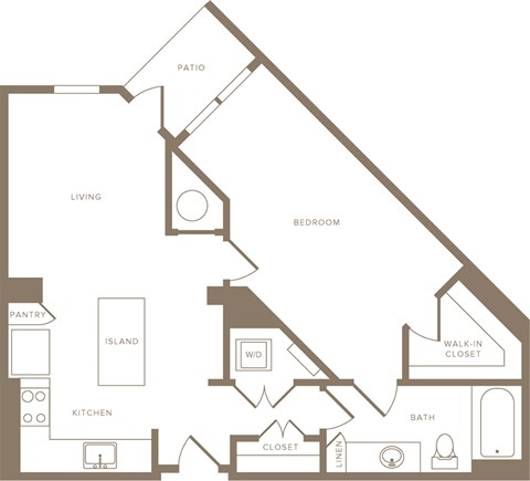 Floor plan for 1 bed, 1 bath, 776 sqft