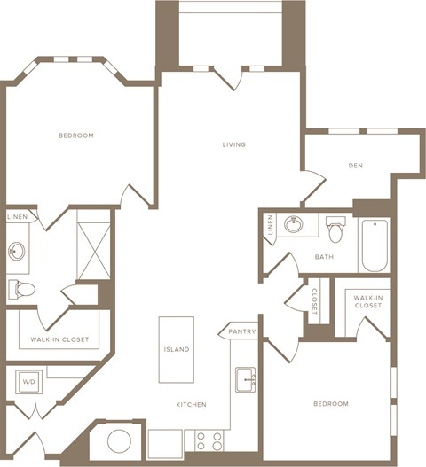 Floor plan for 2 beds, 2 baths, 1183 sqft