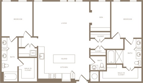 Floor plan for 2 beds, 2.5 baths, 1555 sqft