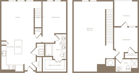 Floor plan for 2 beds, 2 baths, 1057 sqft