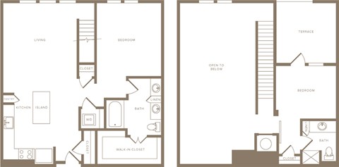 Floor plan for 2 beds, 2 baths, 1115 sqft
