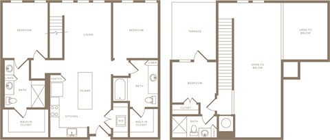 Floor plan for 3 beds, 3 baths, 1217 sqft