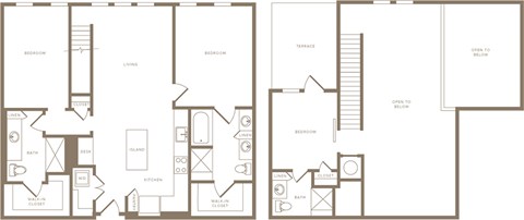 Floor plan for 3 beds, 3 baths, 1365 sqft