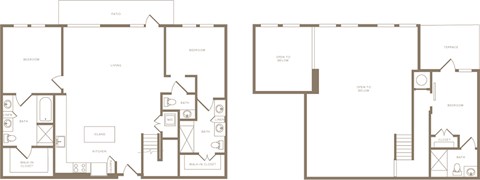 Floor plan for 3 beds, 3.5 baths, 1528 sqft