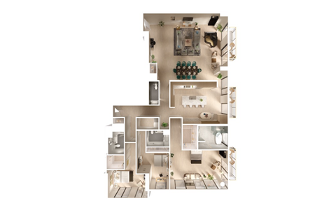 Floor plan for 3 beds, 3.5 baths, 2980 sqft