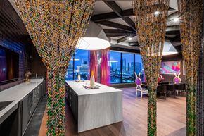 Las Vegas apartment for rent - a dining room with a table and a large window