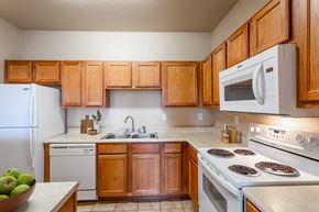 Clarksville apartment for rent - Clarksville, TN Apartments - Parc at Clarksville - Open concept kitchen with cabinet and storage space