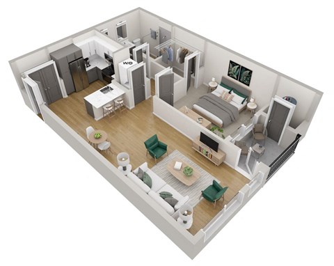 Floor plan for 1 bed, 1 bath, 816 sqft