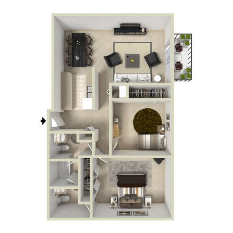 Floor plan for 2 beds, 2 baths, 924 sqft