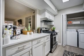 Raleigh apartment for rent - Modern kitchen in Raleigh, NC apartment at Remington Place with stainless steel appliances and washer and dryer