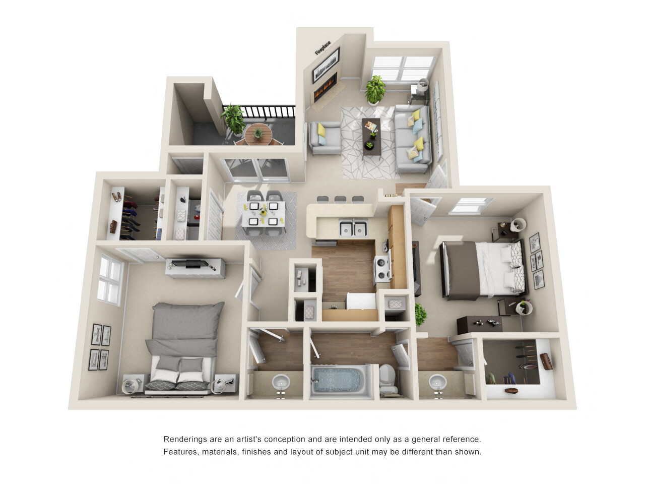 Floor plan for 2 beds, 1.5 baths, 900 sqft