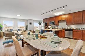 Des Plaines apartment for rent - One- and two-bedroom apartment kitchen with breakfast bar and adjoining dining area