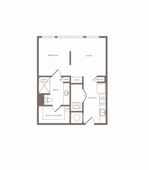Floor plan for studio, 1 bath, 581 sqft