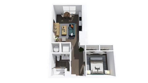 Floor plan for studio, 1 bath, 578 sqft
