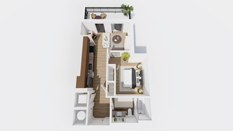 Floor plan for studio, 1 bath, 623 sqft