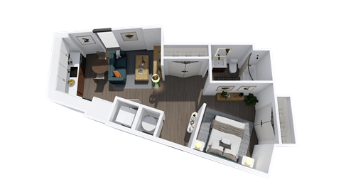 Floor plan for studio, 1 bath, 619 sqft