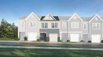 Raleigh townhouse for rent - A row of houses with grey and white exteriors.