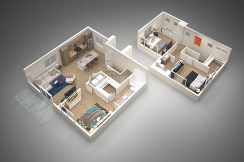 Floor plan for 3 beds, 2 baths, 1391 sqft
