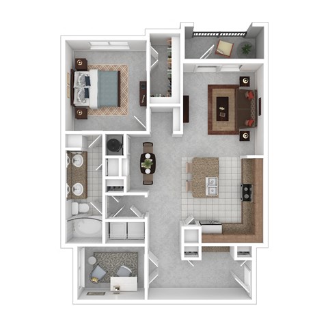 Floor plan for 1 bed, 1 bath, 1071 sqft