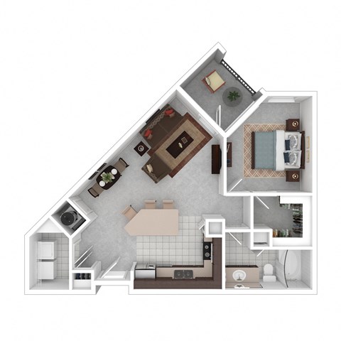 Floor plan for 1 bed, 1 bath, 775 sqft