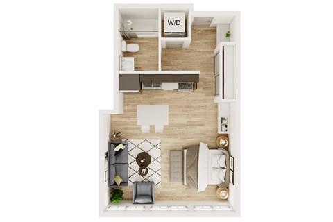 Floor plan for studio, 1 bath, 465 sqft