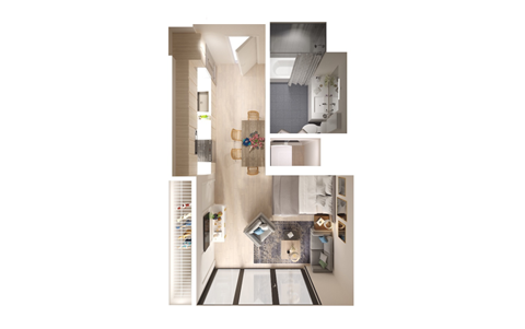 Floor plan for studio, 1 bath, 460 sqft