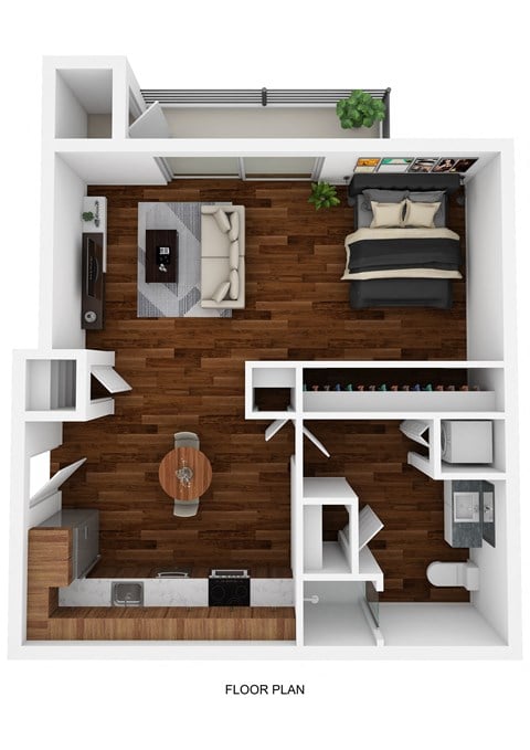 Floor plan for studio, 1 bath, 494 sqft