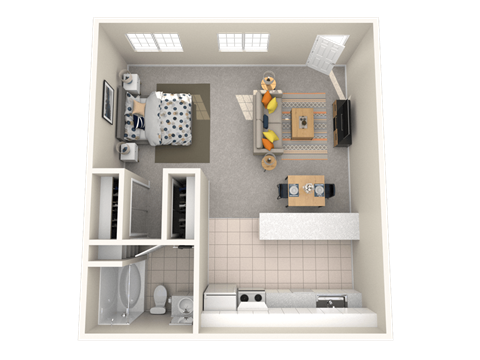Floor plan for studio, 1 bath, 450 sqft