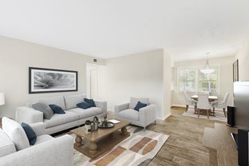 Raleigh apartment for rent - a living room with couches and a coffee table